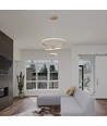 Suspension LED 32W, 3 anneaux - Or, Ø60+40+20cm, 3880lm, 3000K, plafonnier décoratif
