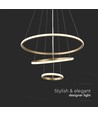 32W LED pendel, 3 ringen - Goud, Ø60+40+20cm, 3880lm, 3000K, decoratieve plafondlamp