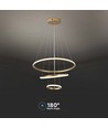 32W LED pendel, 3 ringen - Goud, Ø60+40+20cm, 3880lm, 3000K, decoratieve plafondlamp