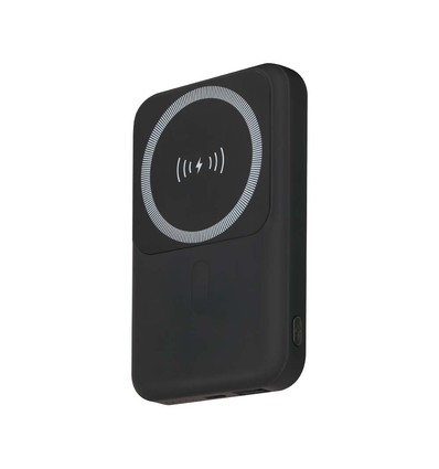 Powerbank sans fil magnétique 10000mAh, 20W - Noir, avec anneau métallique
