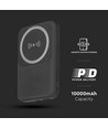 10000mAh magnetisk trådløs powerbank, 20W - Sort, inkl. metallring