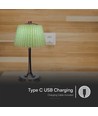 1,5W LED bordslampa, 3-i-1 - Krom/Ljusgrön, touch dimbar, laddningsbar, USB-C, Ø14x28 cm