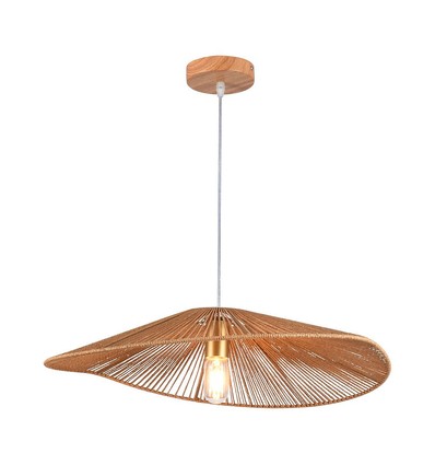 E27 designer pendelophæng med hampereb - 60cm, brun, IP20, uden lyskilde