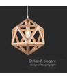 Ø30cm Designer pendelophanging in houtlook - E27 fitting, geometrisch design, max. 60W, zonder lichtbron