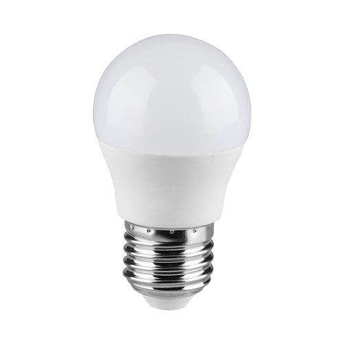 E27 6,5W LED kronepære - G45, Samsung LED chip, 4000K, 600lm, hvid plast
