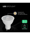 VT-247 spot lumineux 6W GU10 - plastique, 3000K, 110°, 3 pcs/paquet