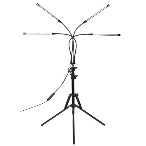 LEDlife lampe de croissance avec support - Noir, 4 lampes, hauteur réglable, bras flexibles