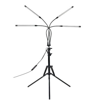 LEDlife groeilamp met standaard - Zwart, 4 lampen, verstelbare hoogte, flexibele armen