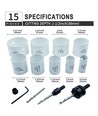 Set van 15 stuks gatenzagen - Ø19-64mm, Bi-metaal gatenzaag