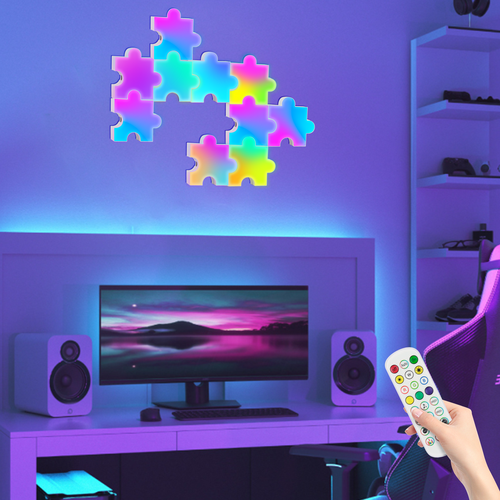 6 st. Puzzel RGBIC wandlamp - complete set met 6 stukken