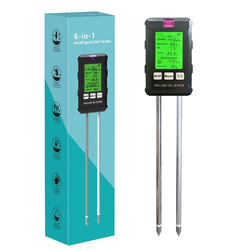 Compteur 6-en-1 - pH, humidité, température, lumière, nutriments et humidité air