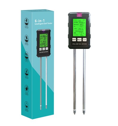 Compteur 6-en-1 - pH, humidité, température, lumière, nutriments et humidité air