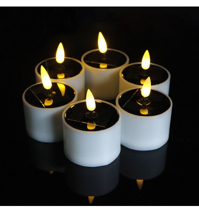 6-pack LED solcells-ljus - Ø5cm, 6,4cm hög, IP44 utomhus