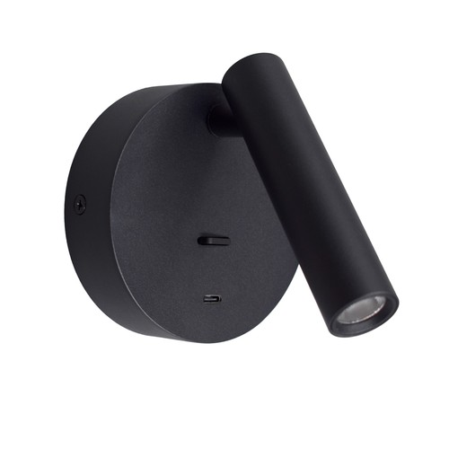 Lampe de lecture noire LEDlife - 2,5W, RA90, pour montage mural