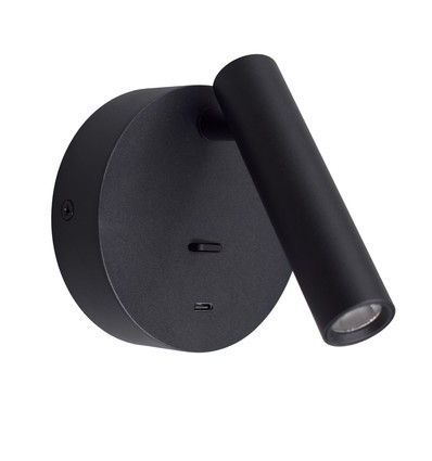 LEDlife sort leselampe - 2,5W, RA90, for veggmontering