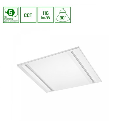 60x60 LED panel, 40W - CCT, infällt panel, vit kant