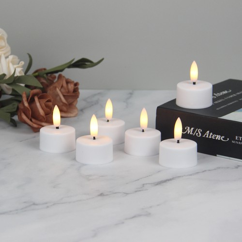 Pack de 6 bougies chauffe-plat LED blanches avec base de chargement - Incl. télécommande, minuterie