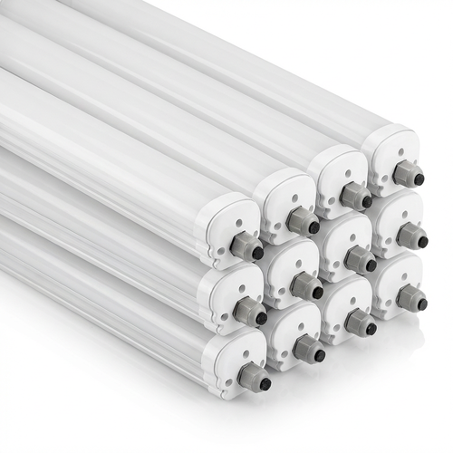 12 pcs. V-Tac réglette LED étanche 48W - 150 cm, 120lm/W, IP65, câblage traversant 230V