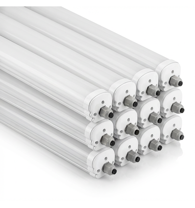 12 pcs. V-Tac réglette LED étanche 48W - 150 cm, 120lm/W, IP65, câblage traversant 230V