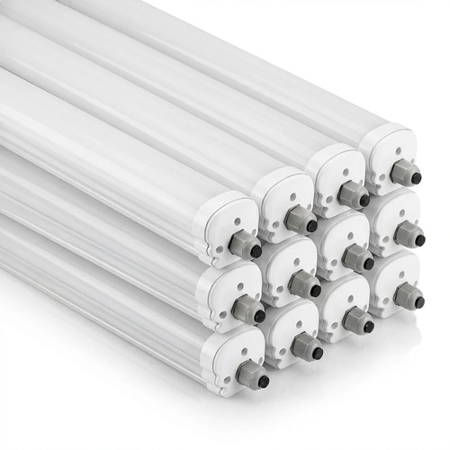 12 pcs. V-Tac réglette LED étanche 36W - 120 cm, 120lm/W, câblage traversant, IP65, 230V