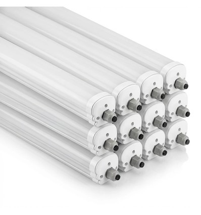 12 st. V-Tac waterdicht 36W compleet LED armatuur - 120 cm, 120lm/W, doorvoerbedraad, IP65, 230V