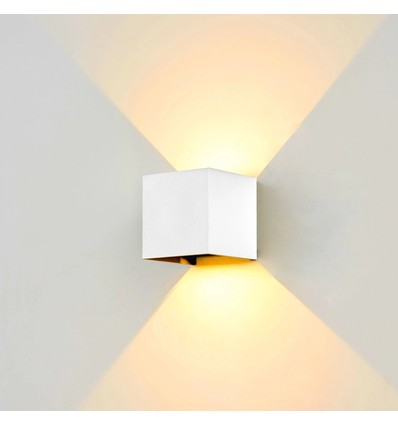 LEDlife CUBIC PRO 6W vägglampa - vidarekopplingsbar, justerbar, fyrkantig, upp/ner, inne / ute, vit, IP65, inkl. ljuskälla