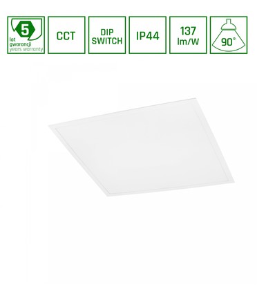 600x600 Algine Paneel 26W/36W/46W - CCT 230V 90° IP44 UGR19 34mm wit 5 jaar garantie
