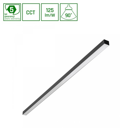 1503mm Allday Basic LED-takarmatur 30W/40W/50W - 3CCT, 230V, 90°, IP20, 42x37mm, svart, st, UGR19