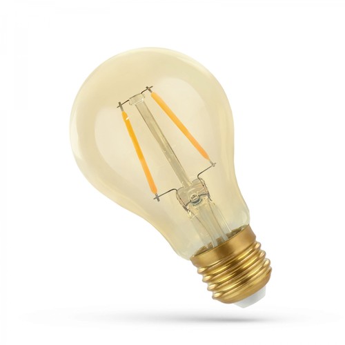 E27 4,9W LED-lamp - A60, filament, amberkleurig glas, extra warm