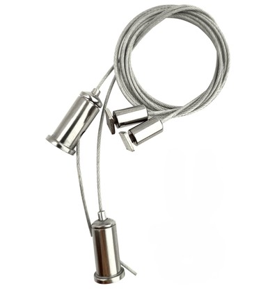 Wire oppheng for armatur - 1 meter, justerbar høyde, sett med 2 stk