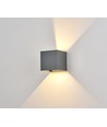 6W CUBIC PRO vegglampe - IP65, antrasittgrå, viderekobling, justerbar, firkantet, opp/ned, inne / ute, inkl. lyskilde