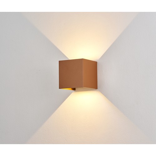 6W CUBIC PRO vegglampe - IP65, Corten, viderekobling, justerbar, firkantet, opp/ned, inne / ute, inkl. lyskilde