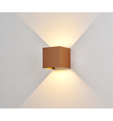 Applique 6W CUBIC PRO - IP65, Corten, repiquable, ajustable, carrée, haut/bas, int./ext., source lumineuse incl.