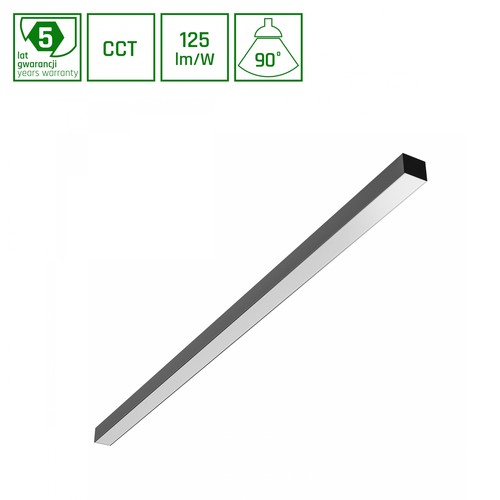 Luminaire LED basique 1203 mm 40W - 3CCT, 230V, 90°, IP20, 42x37mm, noir, PR, UGR19, plafond