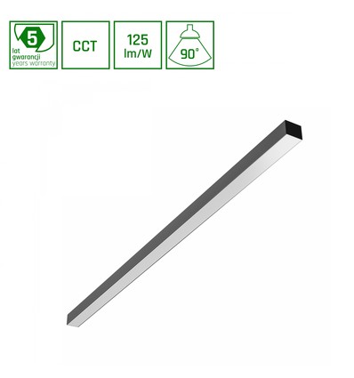 Luminaire LED basique 1203 mm 40W - 3CCT, 230V, 90°, IP20, 42x37mm, noir, PR, UGR19, plafond