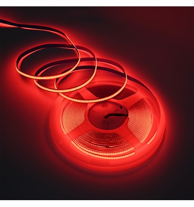 10m 9W/m Röd COB-LED strip - 24V DC, IP20, 320 LED/m