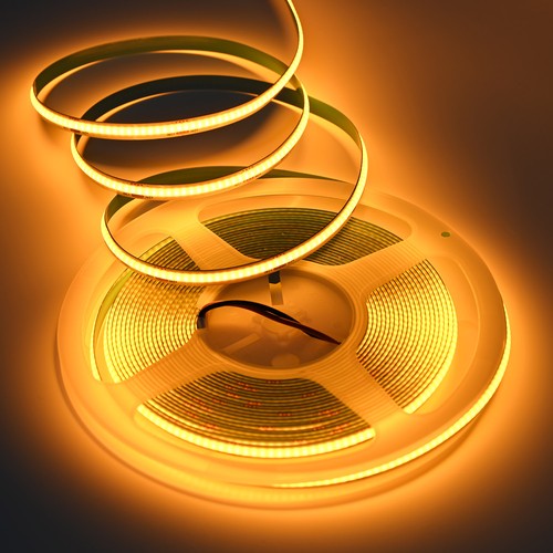 10m 9W/m Gullgul COB-LED-strip - 24V DC, IP20, 320 LED/m