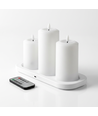 3-pak hvide LED stearinlys, flammeeffekt  - Ø2,2cm, Højde: 24,5cm, kronelys, inkl. fjernb., timer