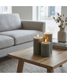 Sett med 3 stk. LED-kubbelys, grønn - Ø7,5cm, 10/12,5/15cm høy, fungerer m. fjernkontroll, timer, ekte stearin