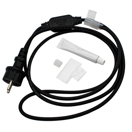 Waterdichte connector voor 230V LED-strip (Slim COB) - 2 meter, incl. eindkap, 230V