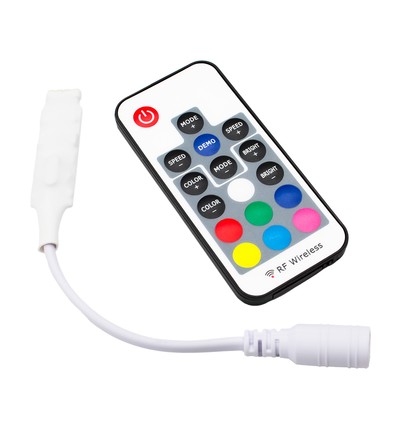 Mini RGB controller inkl. fjernkontroll - 12V (72W), 24V (144W)