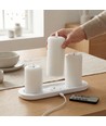 3-pak hvide LED stearinlys, flammeeffekt  - Ø2,2cm, Højde: 24,5cm, kronelys, inkl. fjernb., timer