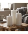 3-pak hvide LED stearinlys, flammeeffekt  - Ø2,2cm, Højde: 24,5cm, kronelys, inkl. fjernb., timer
