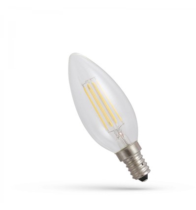 Ampoule LED flamme E14 4W - C35, filament, verre clair