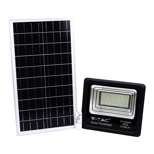 Projecteur LED solaire V-Tac 200W - Panneau solaire 40W, 6000K, IP65
