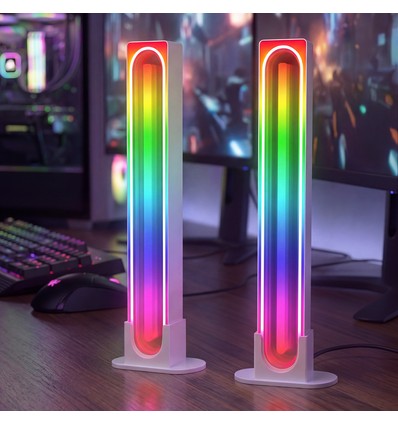 Lot de 2 barres lumineuses d'ambiance RGBIC infinies blanc - 24cm, Bluetooth, 5W