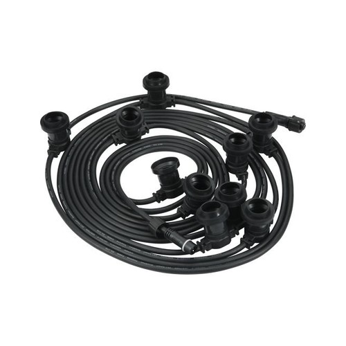 Guirlande guinguette 10m raccordable - IP44, câble noir, sans ampoules