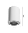 Spot en saillie GU10 - Blanc, IP44, rond, plafonnier, sans source lumineuse