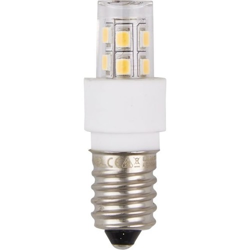 Ampoule LED tube E14 1,7W, 10-30V - 5,2cm, 180lm, AC/DC, blanc chaud, verre clair