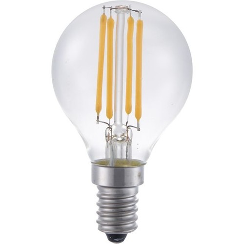 E14 4W dimbar LED kronepære - G45, filament, 2200K, klart glass